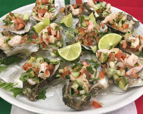 Mexican Style Oysters on the Halfshell